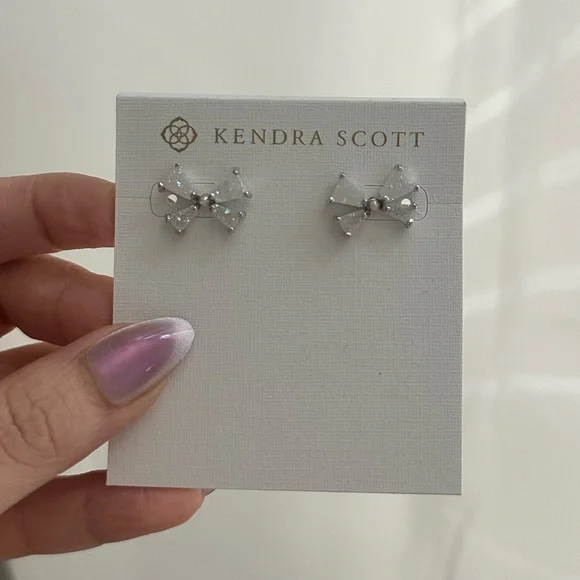 Kendra Scott mini bow earrings in silver 
(NEW WITH TAGS) - Picture 2 of 3